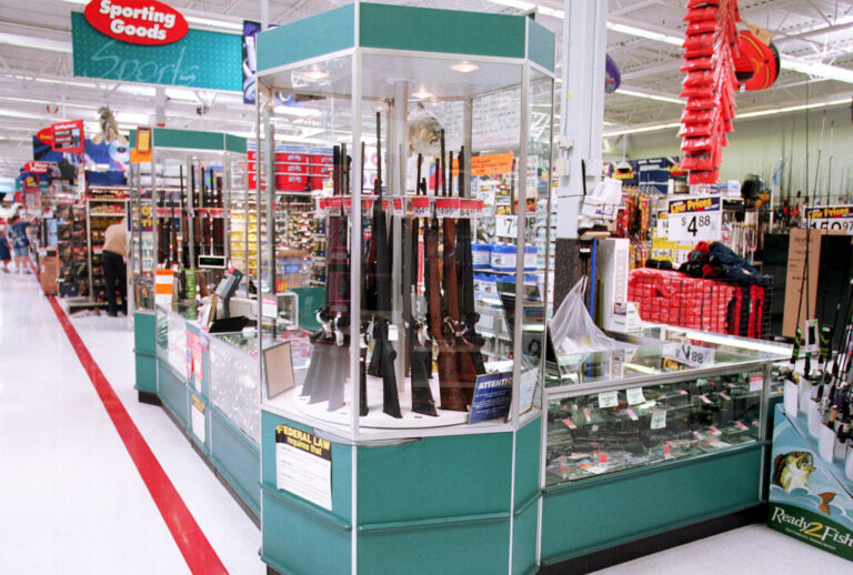 Guns for sale at a Walmart, July 19, 2000. (Photo by Newsmakers)
