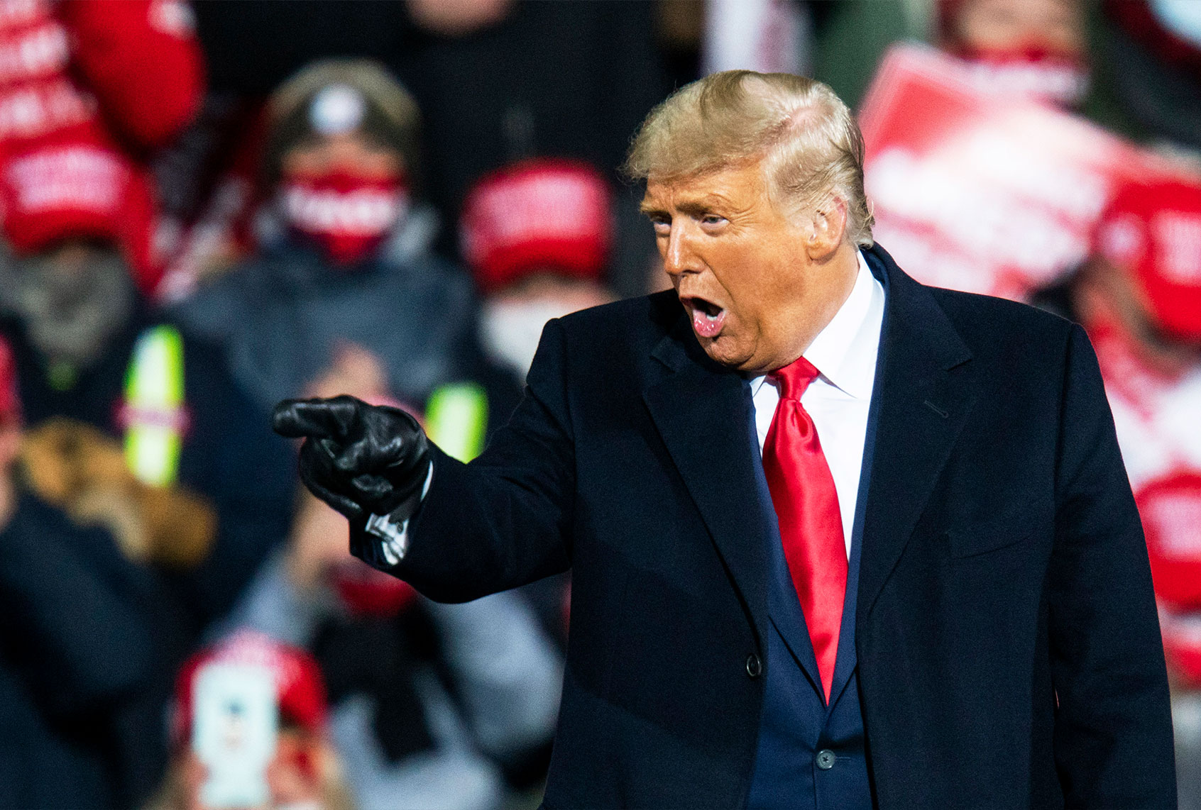 U.S. President Donald Trump speaks to supporters during a rally on October 31, 2020 in Montoursville, Pennsylvania. Donald Trump is crossing the crucial state of Pennsylvania in the last few days of campaigning before Americans go to the polls on November 3rd to vote. Trump is currently trailing his opponent Joe Biden in most national polls. (Eduardo Munoz Alvarez/Getty Images)