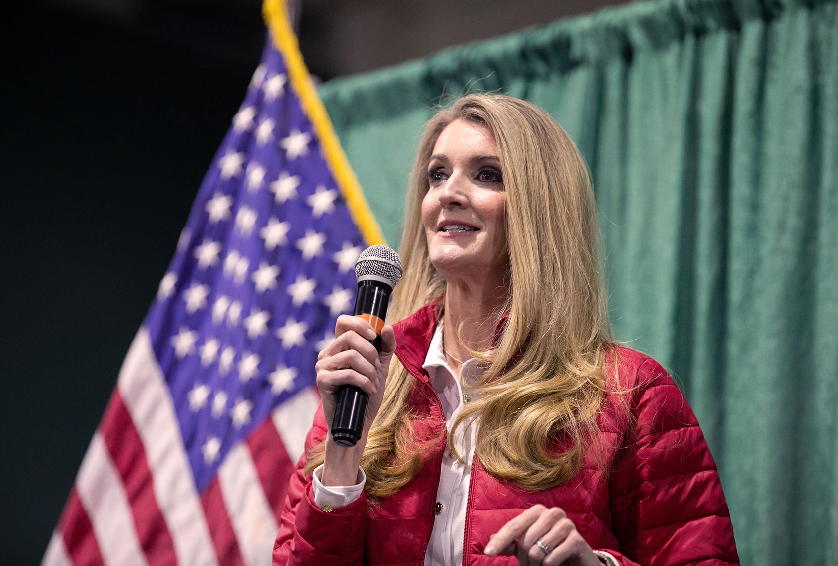 U.S. Sen. Kelly Loeffler (R-GA) speaks to the crowd of supporters during a "Defend the Majority" rally at the Georgia National Fairgrounds and Agriculture Center on November 19, 2020 in Perry, Georgia. Loeffler is facing Democratic U.S. Senate candidate Raphael Warnock in a January 5th runoff race. (Jessica McGowan/Getty Images)