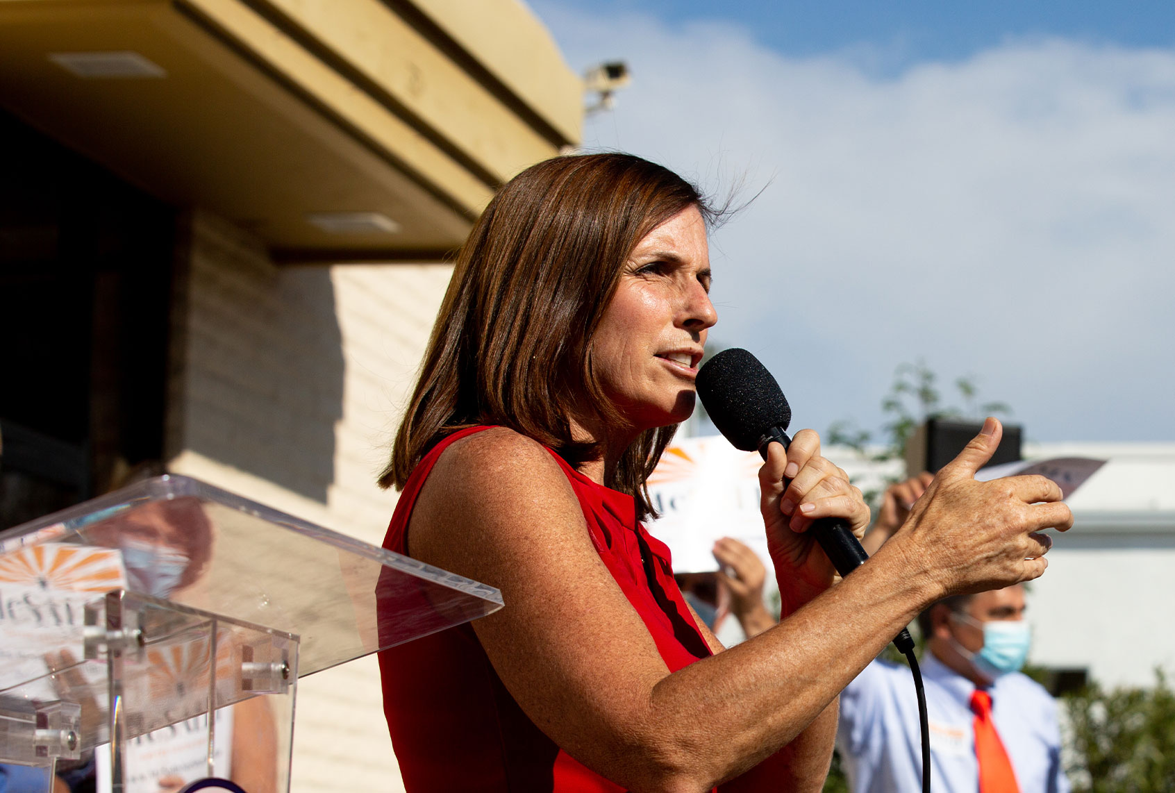 Republican U.S. Senate candidate Sen. Martha McSally (R-AZ) speaks to supporters at the AZGOP Headquarters on November 2, 2020 in Phoenix, Arizona. (Courtney Pedroza/Getty Images)