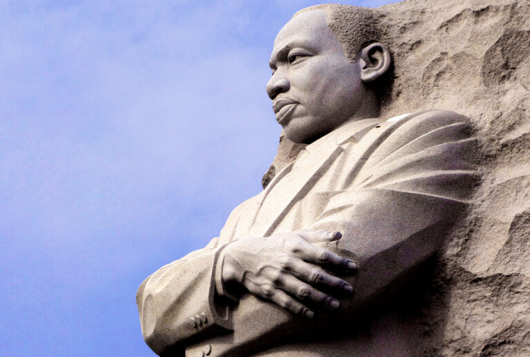 The Martin Luther King statue is seen at the MLK Memorial on February 28, 2015 in Washington, DC. (KAREN BLEIER/AFP via Getty Images)