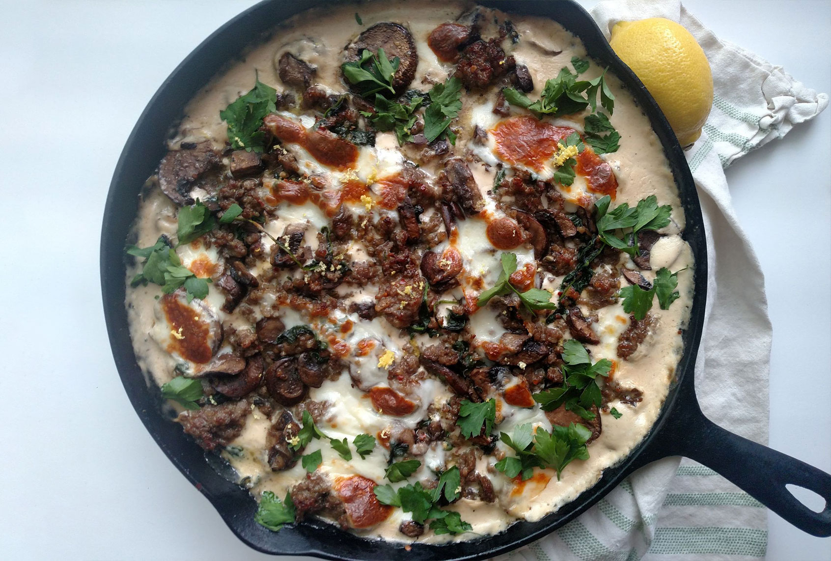 Mushroom and sausage skillet lasagna (Ashlie Stevens)