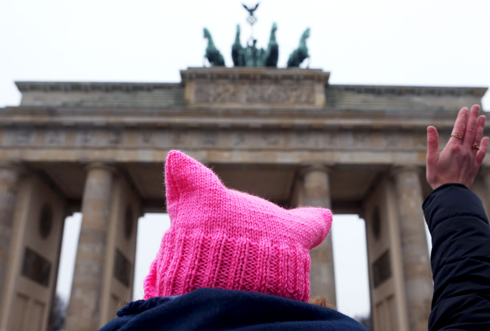 An activist with a "pink pussy hat" participates in a demonstration for women's rights (Adam Berry/Getty Images)