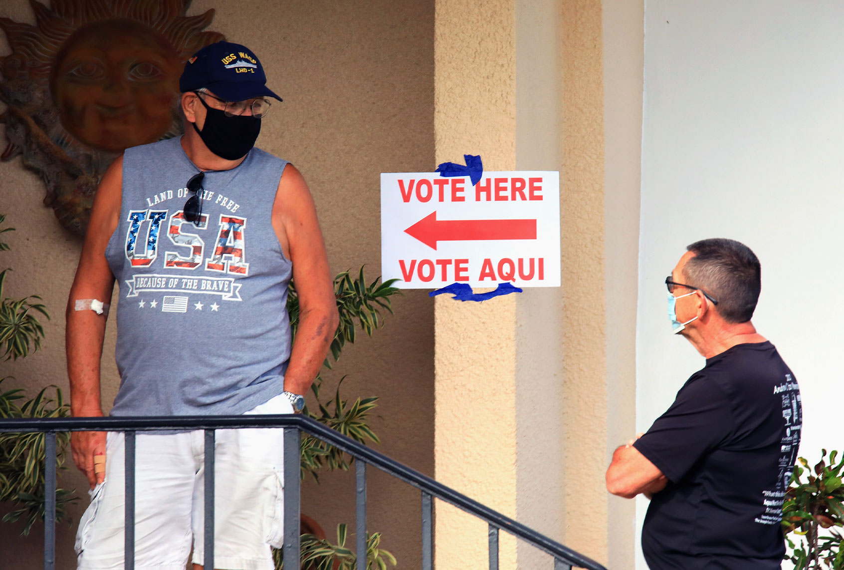 Voters wait in line to cast their vote at the Covered Bridge Condominiums on November 03, 2020 in Lake Worth, Florida. (Bruce Bennett/Getty Images)