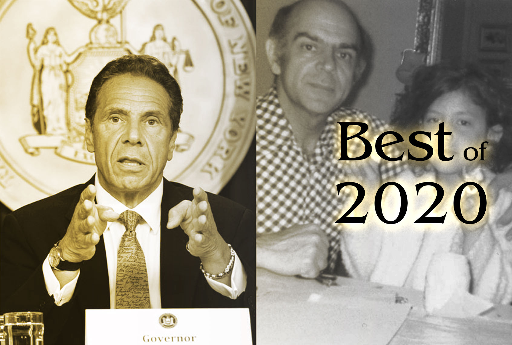 New York Governor Andrew Cuomo gives his a press briefing about the coronavirus crisis on April 17, 2020 in Albany, New York | Photo of writer as a child with her father (Photo illustration by Salon/family photo courtesy of author/Getty Images)