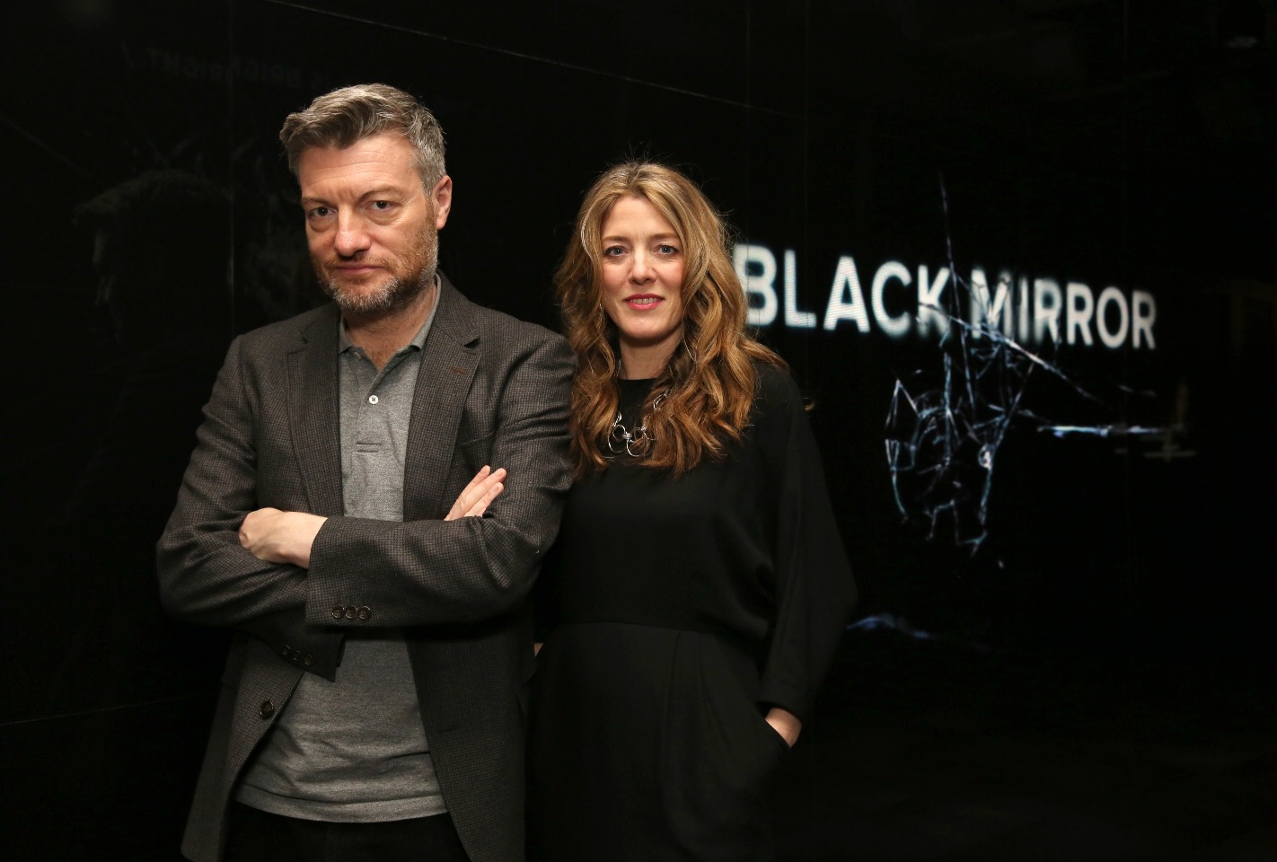 "Black Mirror" creator Charlie Brooker and producer Annabel Jones (Netflix)