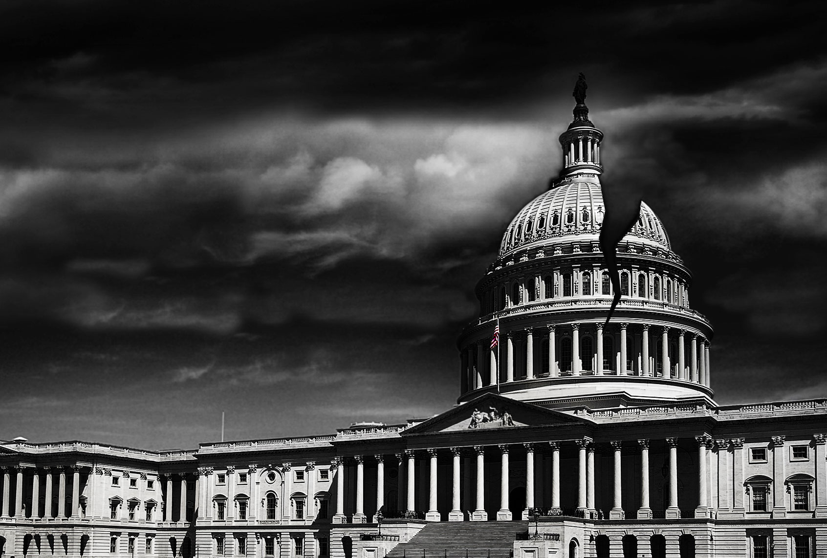 The United States capitol building with a crack in the dome (Getty Images)