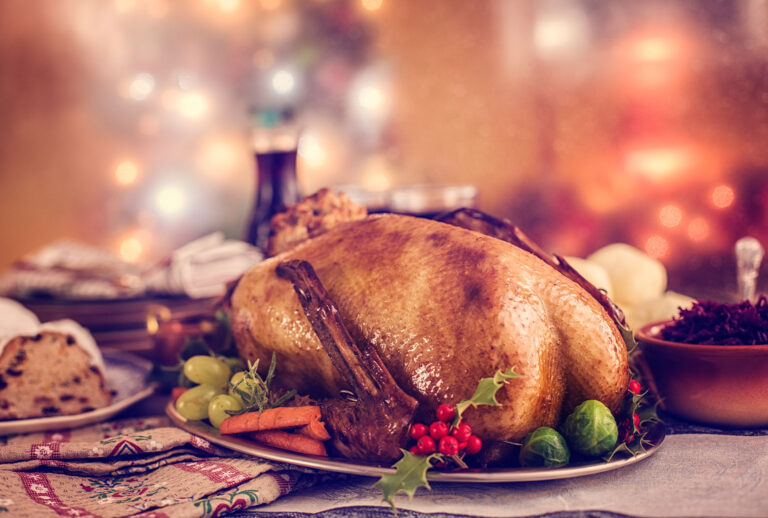 Traditional German holiday Goose Dinner with Dumplings and Red Cabbage (Getty Images)