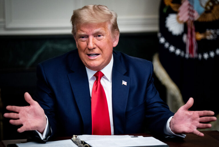 President Donald Trump speaks in the Diplomatic Room of the White House on Thanksgiving on November 26, 2020 in Washington, DC. (Erin Schaff - Pool/Getty Images)