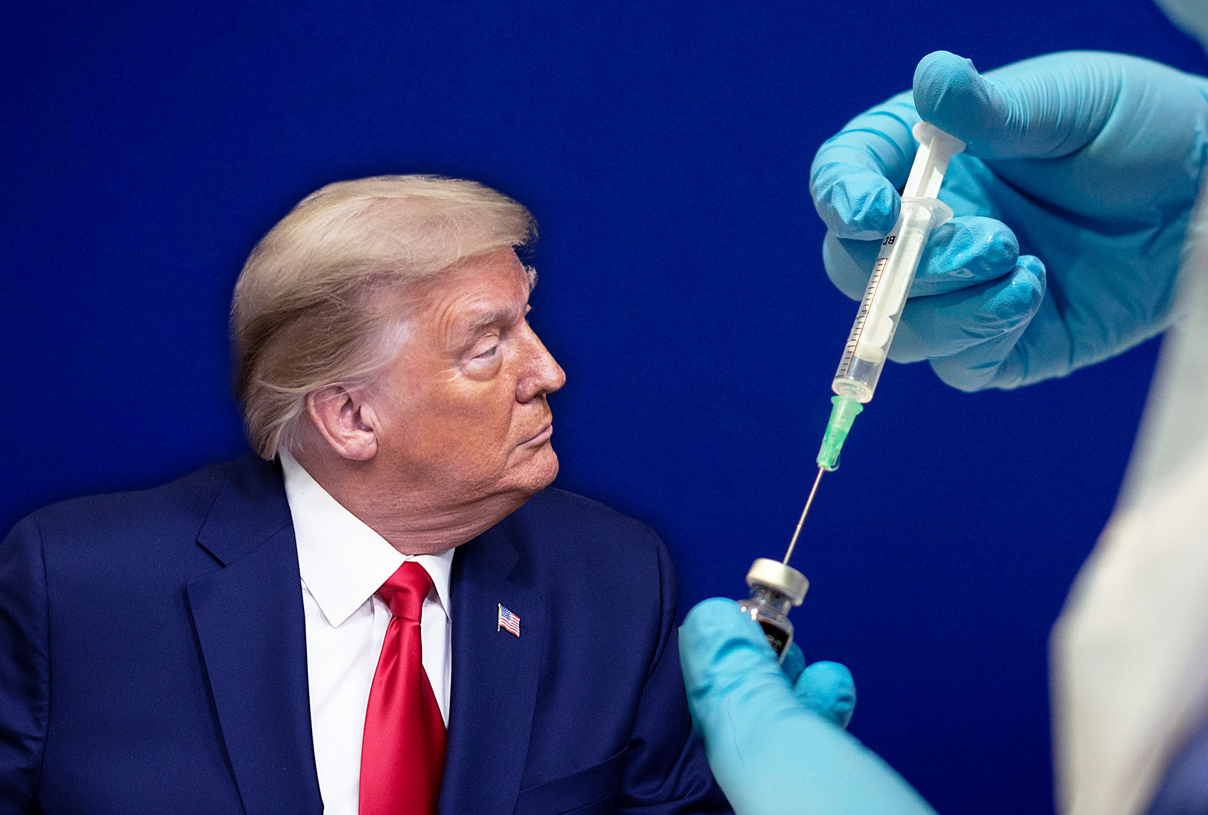 Donald Trump | A phial of the Pfizer/BioNTech COVID-19 vaccine (Photo illustration by Salon/Getty Images)