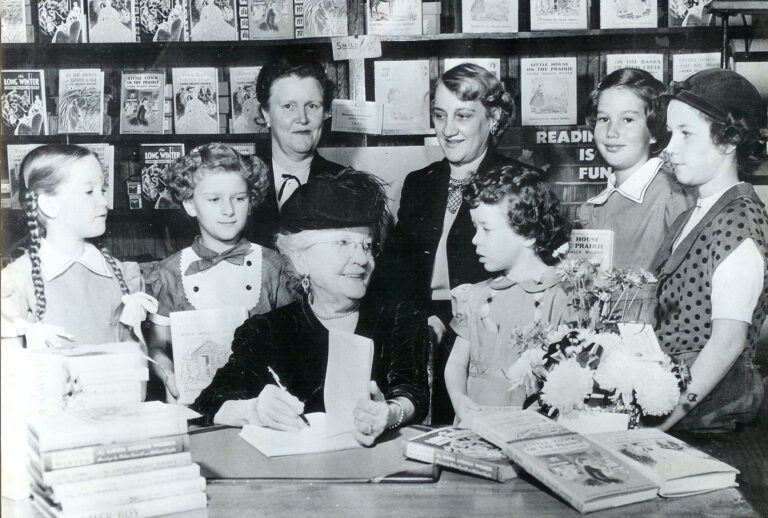 Laura Ingalls Wilder signing books ( Courtesy of LIW Memorial Society, De Smet, S)