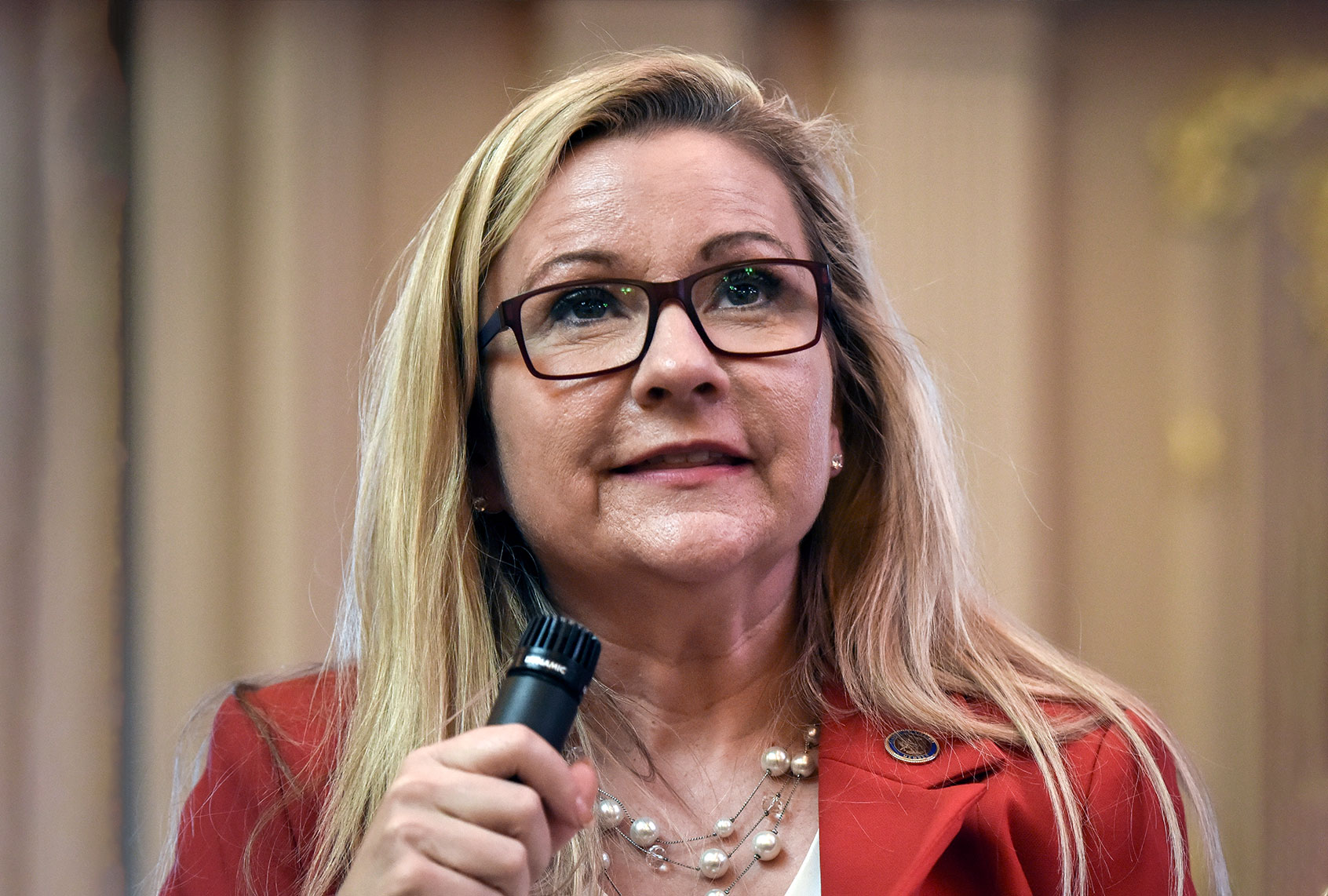 Virginia state Senator Amanda Chase(R-11) at work in the statehouse, on February, 20, 2019 in Richmond, VA. (Bill O'Leary/The Washington Post via Getty Images)