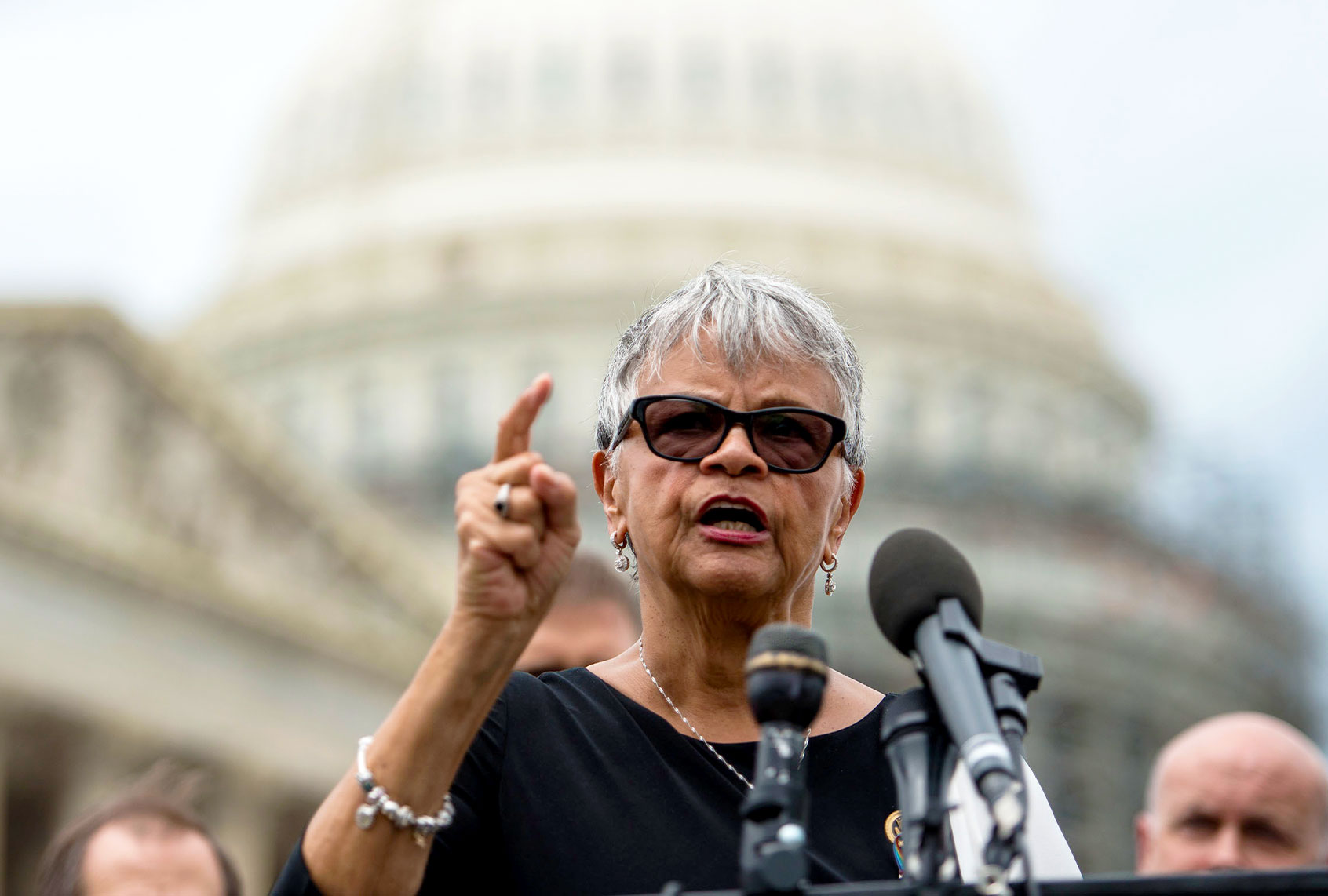 Congresswoman Bonnie Watson Coleman joins members of MoveOn.org and members of Congress at an event to demand congress renew an assault weapons ban, along with delivering more than one million signed petitions, at United States Capitol Building on July 12, 2016 in Washington, DC. (Leigh Vogel/Getty Images for MoveOn.org)