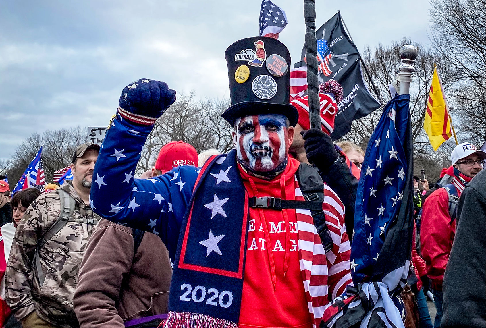 Trump supporters near the US Capitol following a "Stop the Steal" rally on January 06, 2021 in Washington, DC. The protesters stormed the historic building, breaking windows and clashing with police. Trump supporters had gathered in the nation's capital today to protest the ratification of President-elect Joe Biden's Electoral College victory over President Trump in the 2020 election. (Selcuk Acar/NurPhoto via Getty Images)