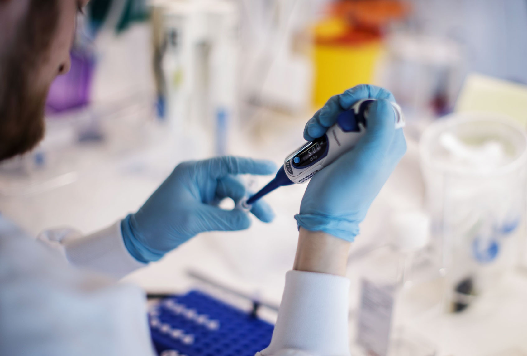 A researcher works on a vaccine against the new coronavirus COVID-19 at the Copenhagen's University research lab in Copenhagen, Denmark, on March 23, 2020. (THIBAULT SAVARY/AFP via Getty Images)