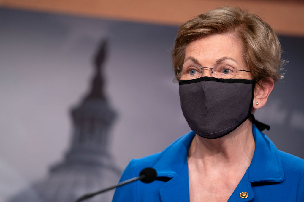 Sen. Elizabeth Warren, D-Mass., speaks during a news conference on Capitol Hill on Oct. 20, 2020, in Washington, D.C. (Photo by Stefani Reynolds/Getty Images)