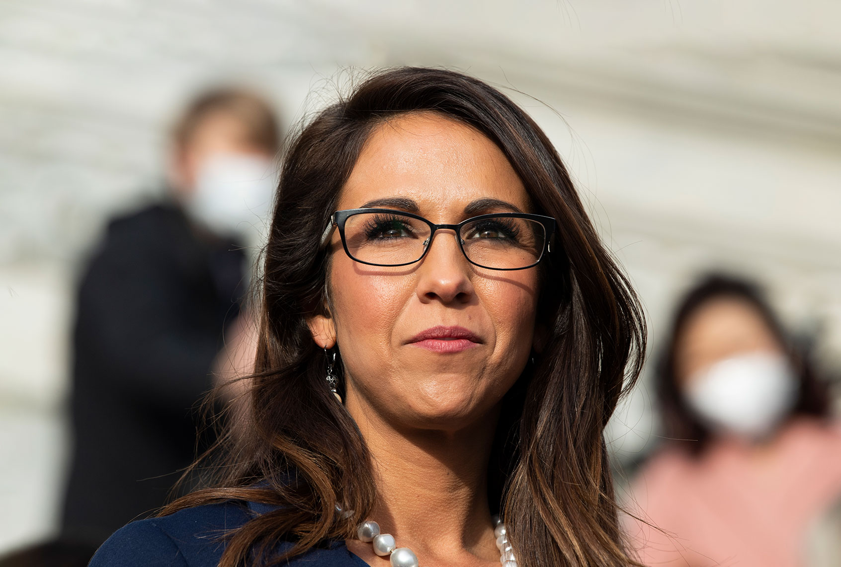 Rep. Lauren Boebert, R-Colo., is seen during a group photo with freshmen members of the House Republican Conference on the House steps of the Capitol on Monday, January 4, 2021. (Tom Williams/CQ-Roll Call, Inc via Getty Images)