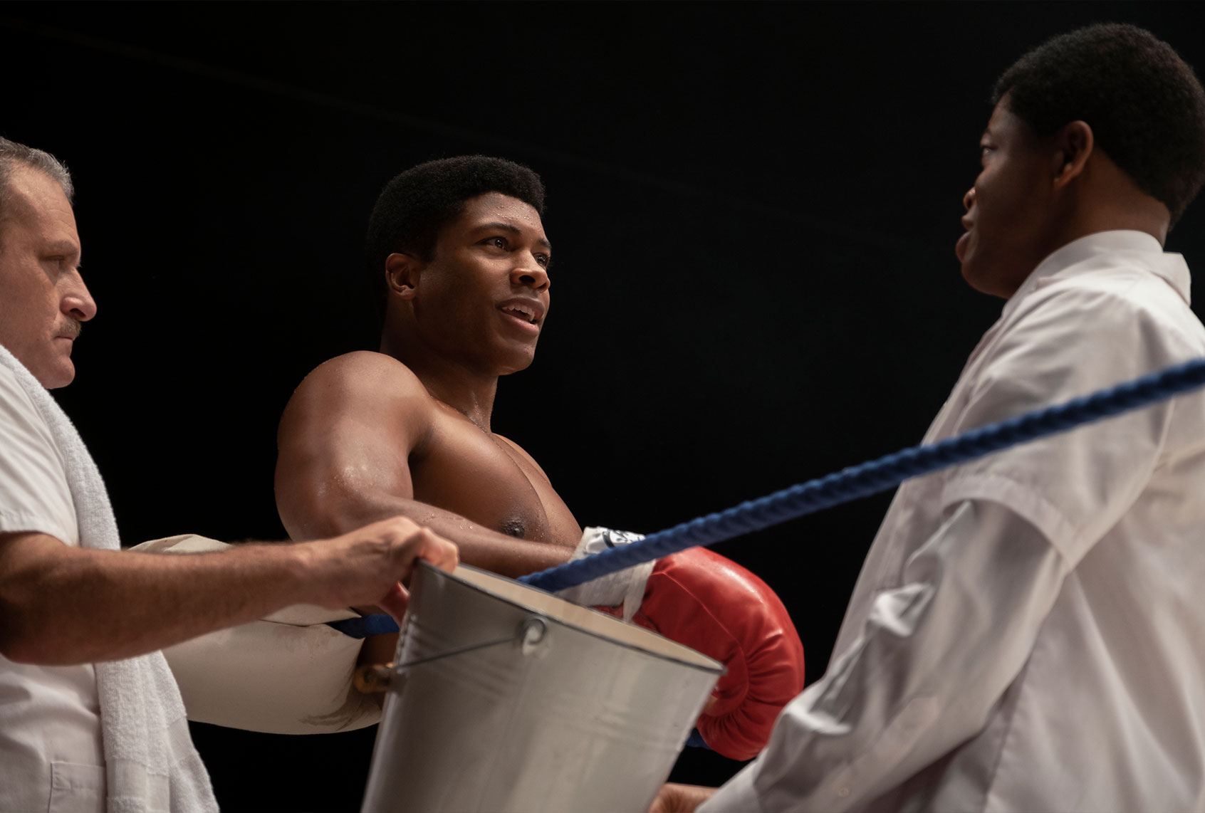 Eli Goree as Cassius Clay in "One Night in Miami" (Amazon)