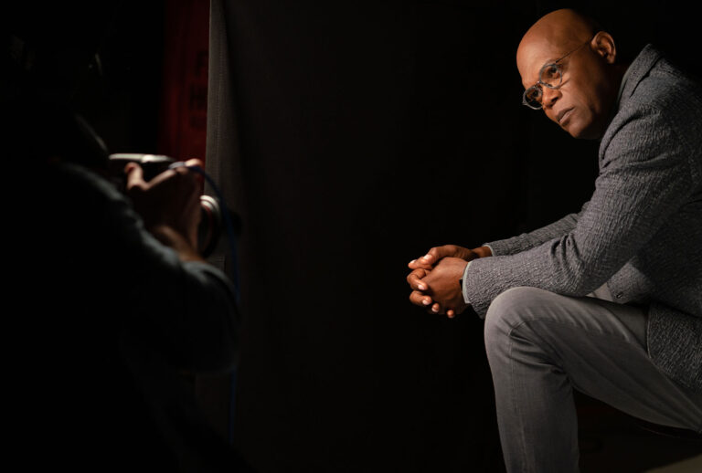 Samuel L. Jackson on the set of "Amend: The Fight for America" (Joshua Kulic/Netflix)