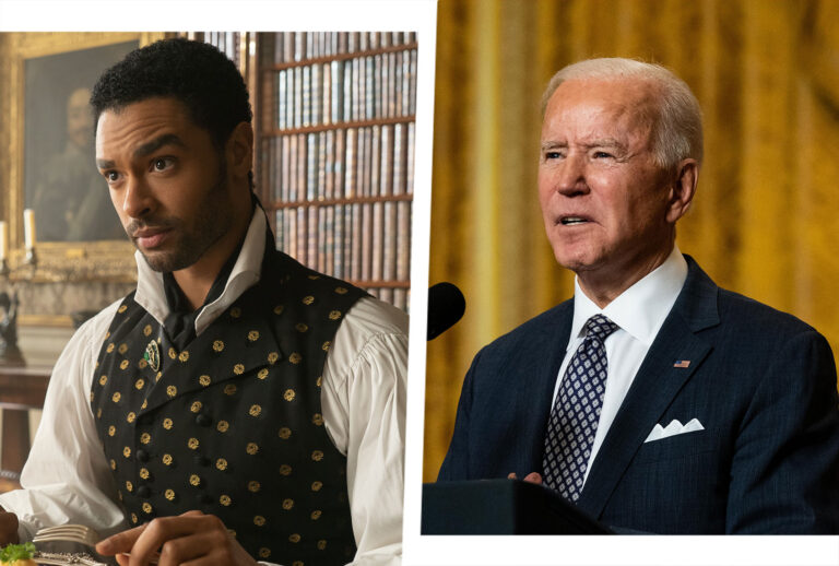Regé-Jean Page in "Bridgerton" and President Joe Biden (Photo illustration by Salon/Netflix/Getty Images)