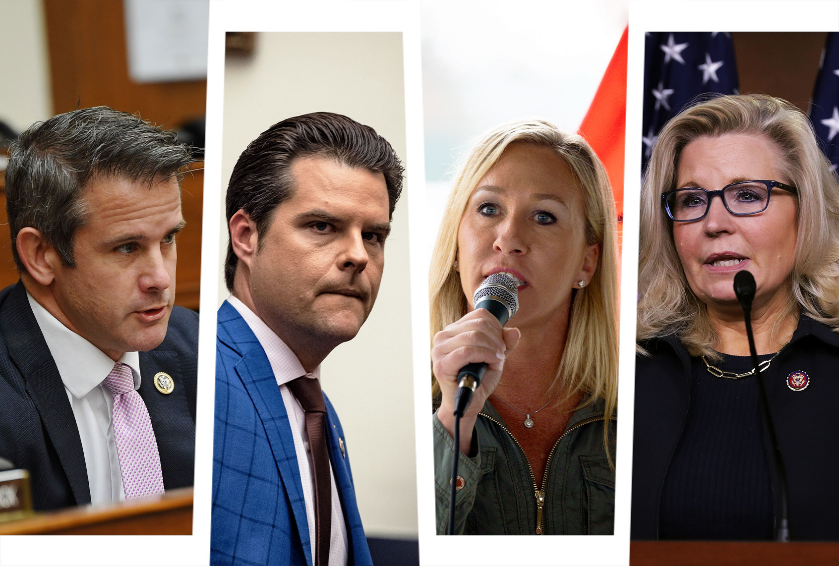 Liz Cheney, Matt Gaetz, Marjorie Taylor Greene and Adam Kinzinger