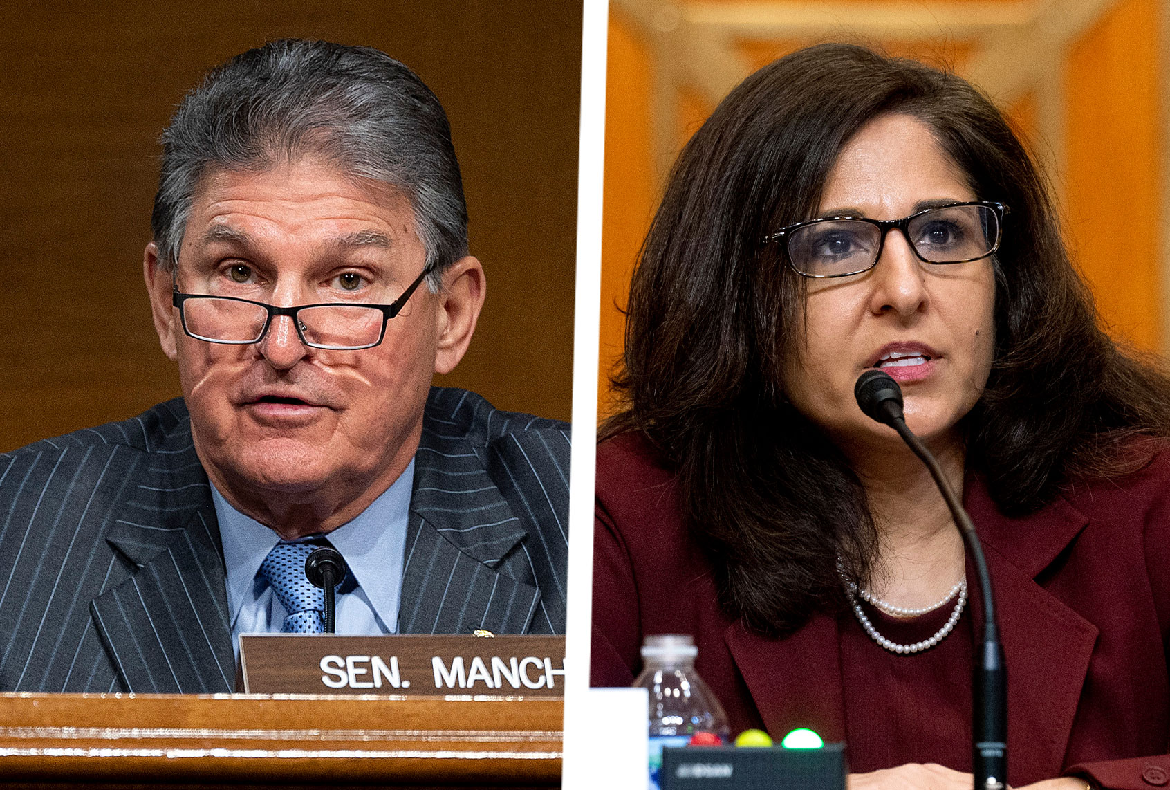 Neera Tanden and Joe Manchin (Photo illustration by Salon/Getty Images)