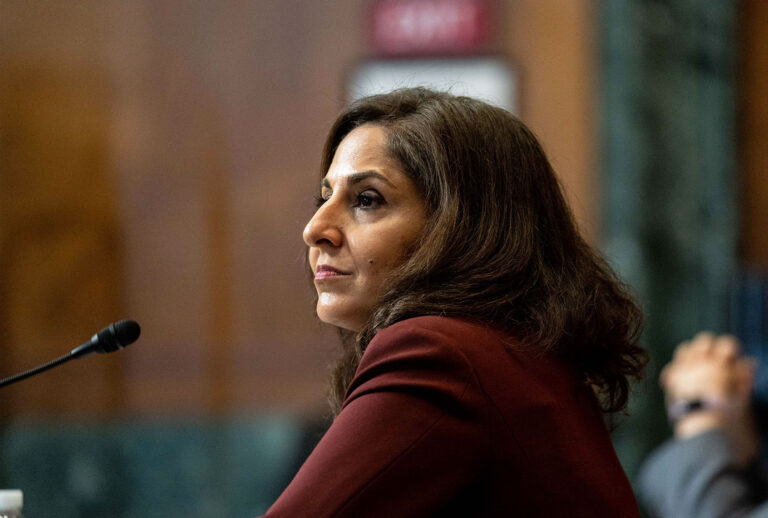 Neera Tanden, nominee for Director of the Office of Management and Budget (OMB), testifies at her confirmation hearing before the Senate Budget Committee on February 10, 2021 at the U.S. Capitol in Washington, DC. Tanden helped found the Center for American Progress, a policy research and advocacy organization and has held senior advisory positions in Democratic politics since the Clinton administration. (Anna Moneymaker-Pool/Getty Images)