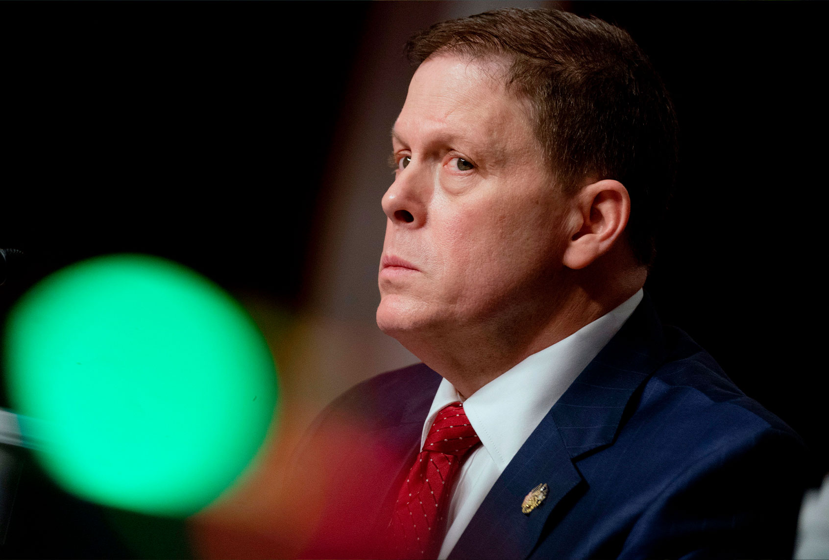 Former US Capitol Police Chief Steven Sund appears before a Senate Homeland Security and Governmental Affairs & Senate Rules and Administration joint hearing on Capitol Hill, Washington, DC, February 23, 2021, to examine the January 6th attack on the Capitol. (ANDREW HARNIK/POOL/AFP via Getty Images)