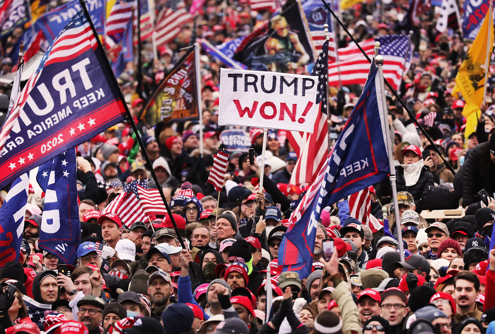 Crowds arrive for the "Stop the Steal" rally on January 06, 2021 in Washington, DC. Trump supporters gathered in the nation's capital today to protest the ratification of President-elect Joe Biden's Electoral College victory over President Trump in the 2020 election. (Spencer Platt/Getty Images)