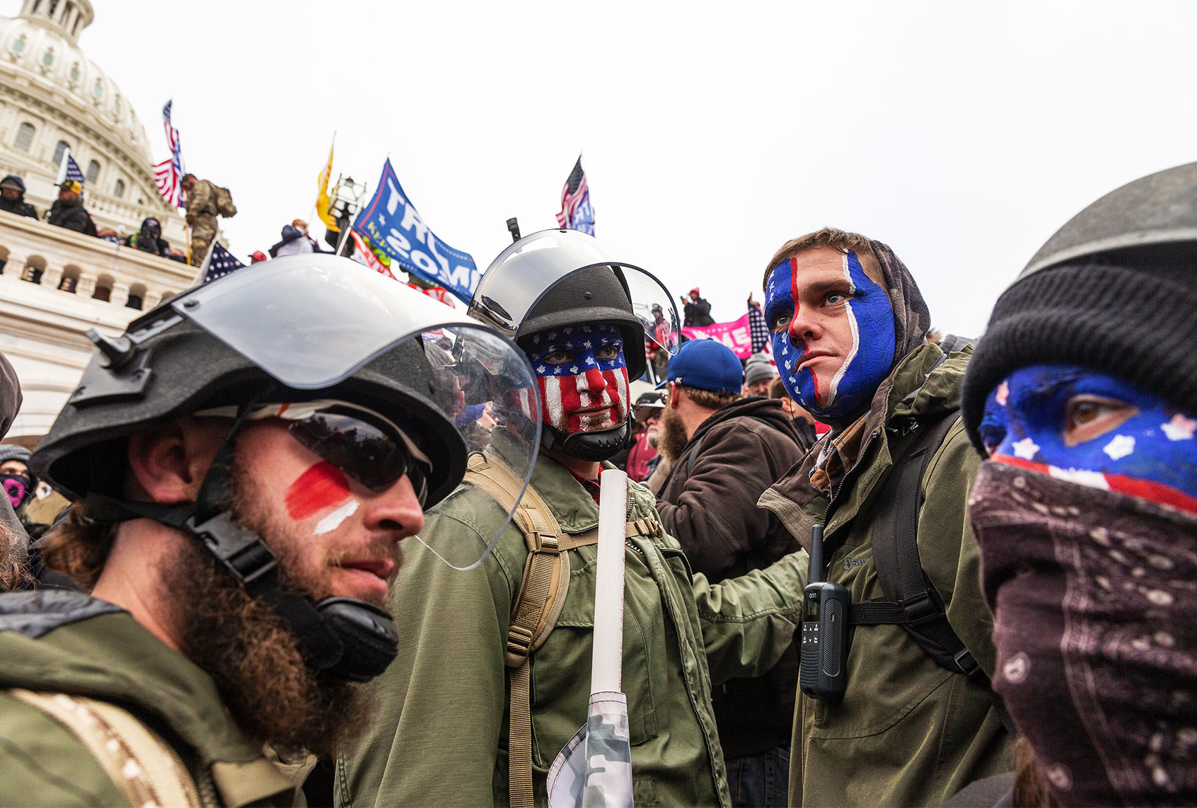 Pro-Trump protesters trying to enter Capitol building. Rioters broke windows and breached the Capitol building in an attempt to overthrow the results of the 2020 election. (Lev Radin/Pacific Press/LightRocket via Getty Images)