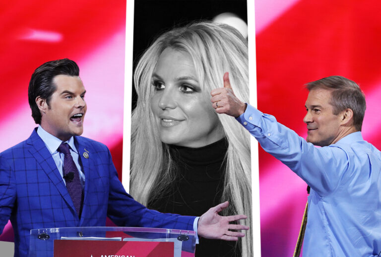 Matt Gaetz, Jim Jordan and Britney Spears (Photo illustration by Salon/Getty Images)