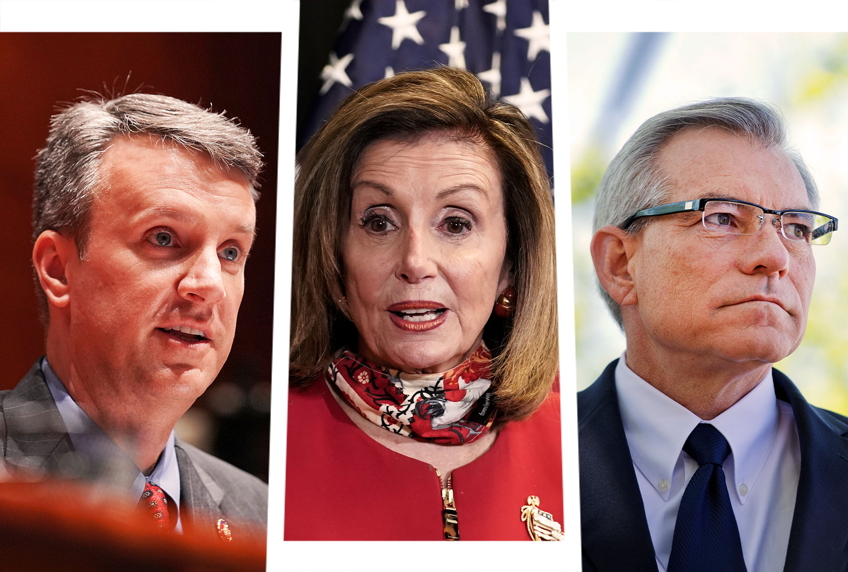Rep. Ben Cline (R-VA), Speaker of the House Nancy Pelosi (D-CA) and Rep. David Schweikert (R-AZ) (Photo illustration by Salon/Getty Images)