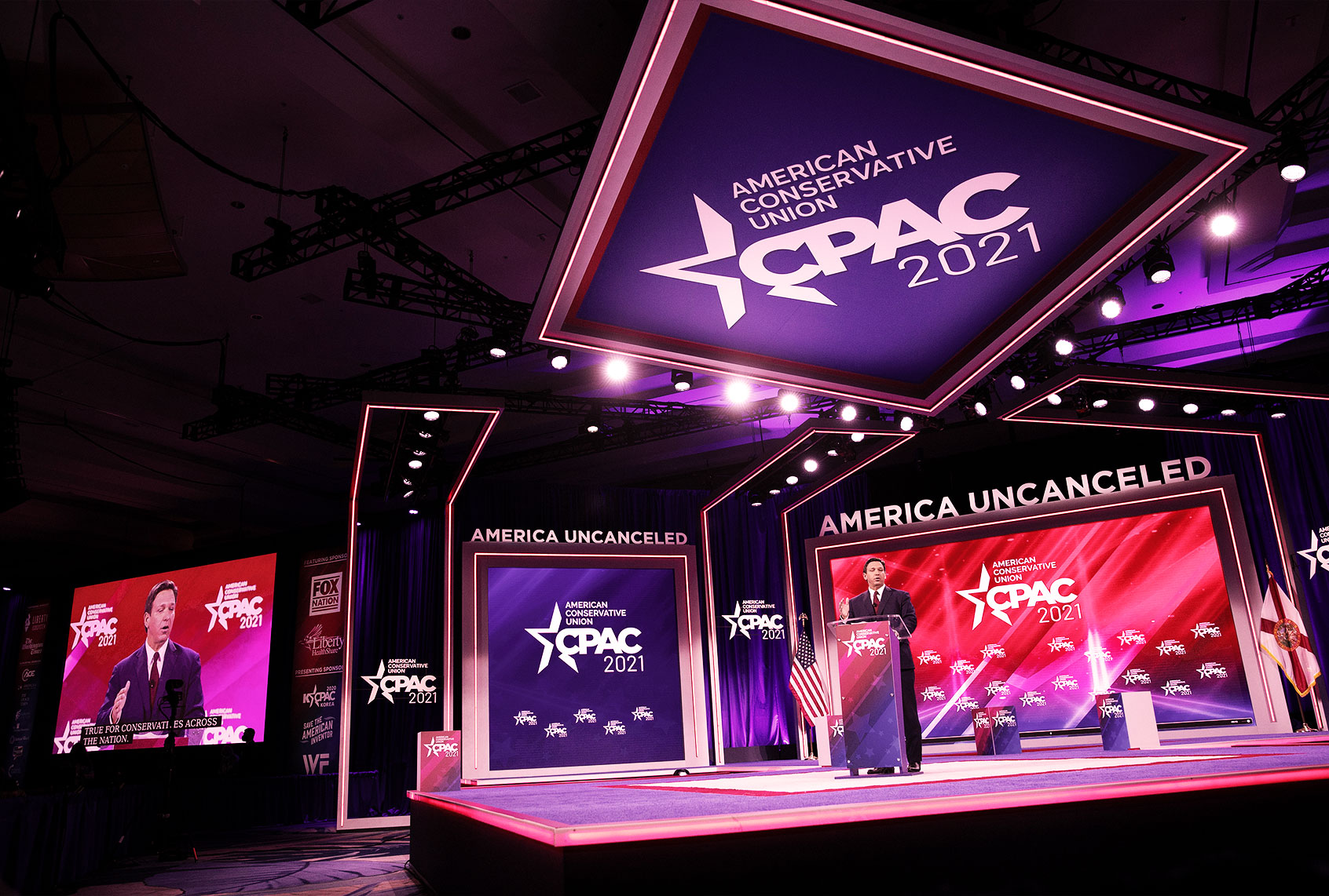 Florida Gov. Ron DeSantis speaks at the opening of the Conservative Political Action Conference at the Hyatt Regency on February 26, 2021 in Orlando, Florida. Begun in 1974, CPAC brings together conservative organizations, activists and world leaders to discuss issues important to them. (Joe Raedle/Getty Images)