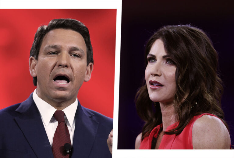 Ron DeSantis and Kristi Noem (Photo illustration by Salon/Getty Images)