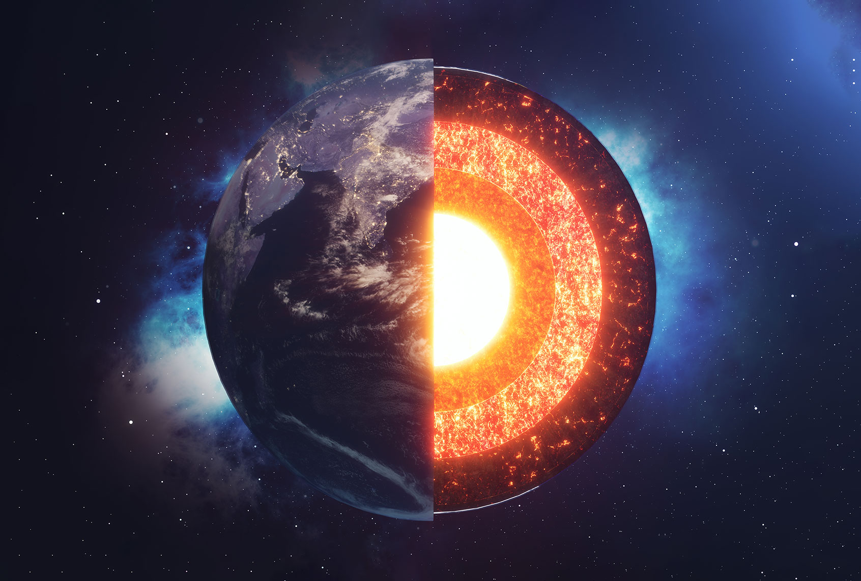 Earth cross section in space view (Getty Images)