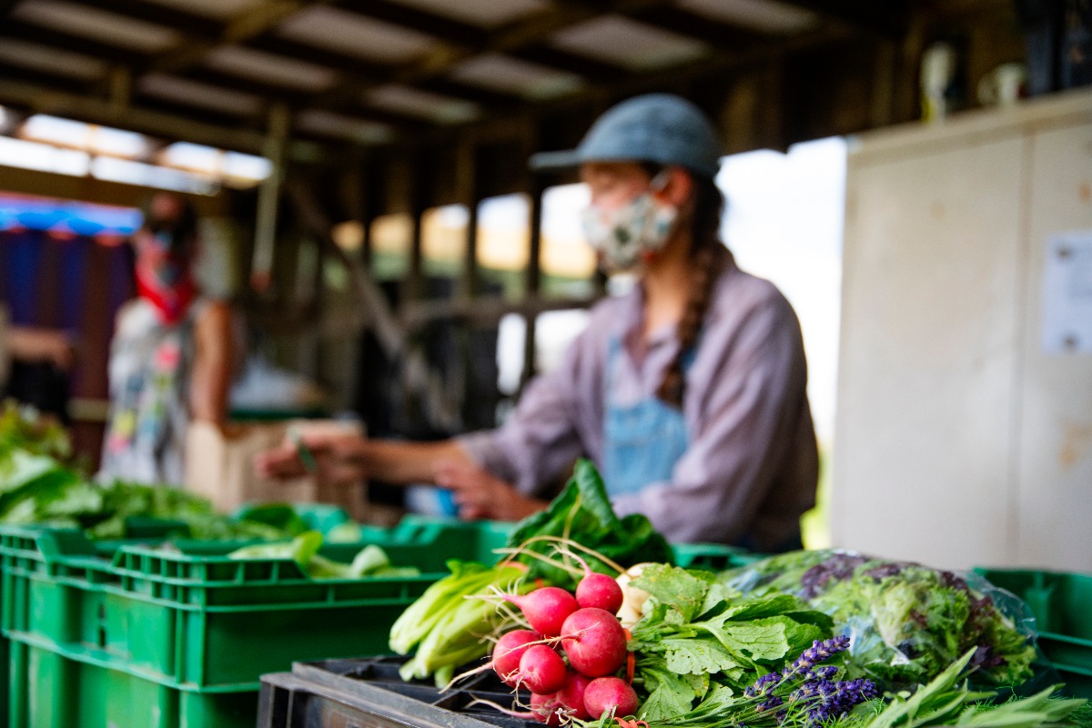 A farmers market in operation during COVID-19. (Getty Images)