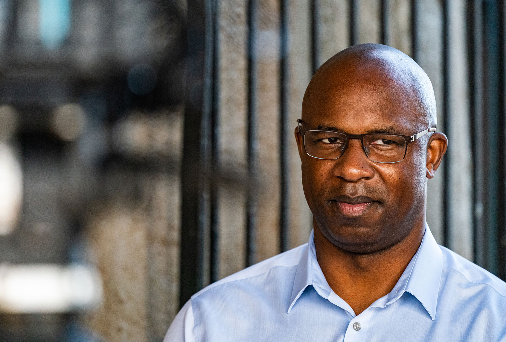 Former middle school principal Jamaal Bowman speaks during an interview with a reporter outside a subway station on June 17, 2020 in the Bronx borough of New York City. (Jeenah Moon/Getty Images)