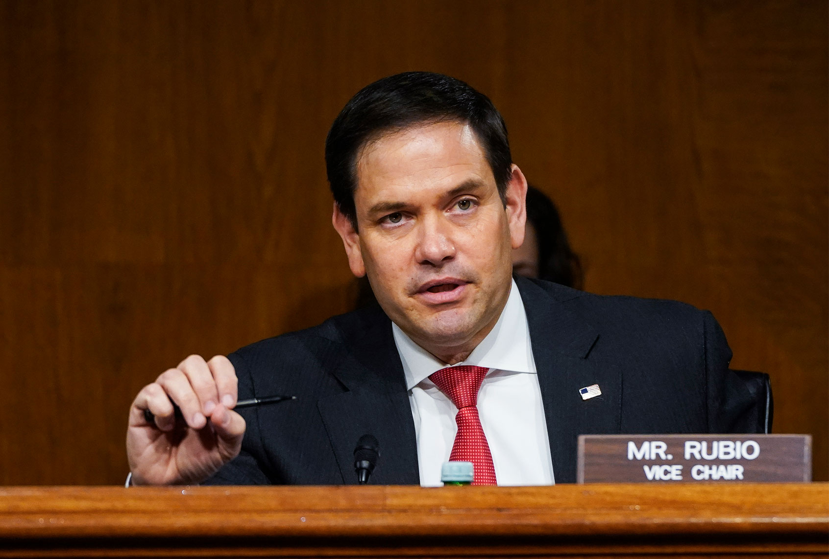 Ranking member Sen. Marco Rubio (R-FL) questions witnesses during a Senate Intelligence Committee hearing on Capitol Hill on February 23, 2021 in Washington, DC. The hearing focused on the 2020 cyberattack that resulted in a series of data breaches within several agencies and departments in the U.S. federal government. (Drew Angerer/Getty Images)
