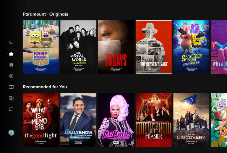 Paramount+ navigation screen of original programming (Paramount+)