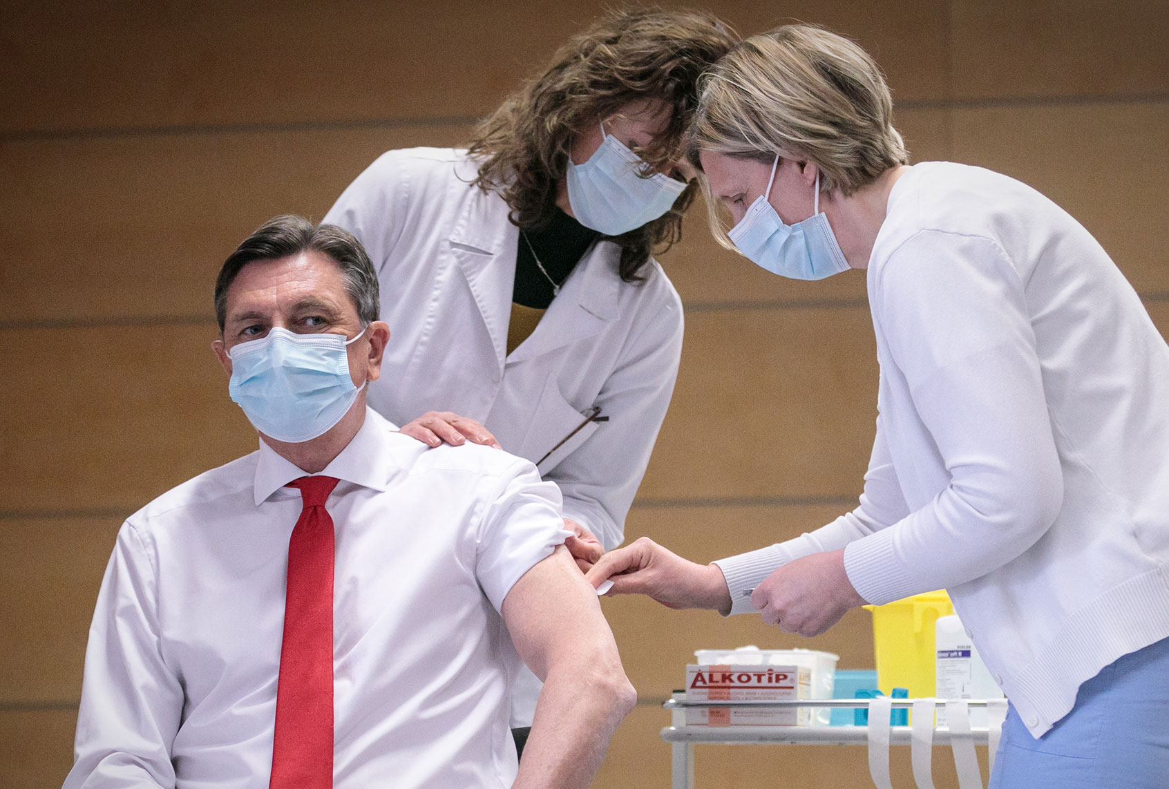 A view from the Ljubljana Health Center, as people receive AstraZeneca vaccine in Ljubljana, Slovenia on March 19, 2021. In Slovenia, President Borut Pahor, Prime Minister Janez Jansa, Parliament Speaker Igor Zorcic and National Council President Alojz Kovsca receive the novel coronavirus (Covid-19) vaccine developed by Oxford University and pharmaceutical company AstraZeneca. (Ales Beno/Anadolu Agency via Getty Images)