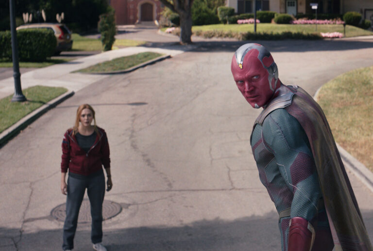 Elizabeth Olsen as Wanda Maximoff and Paul Bettany as Vision in "WandaVision" (Disney+)