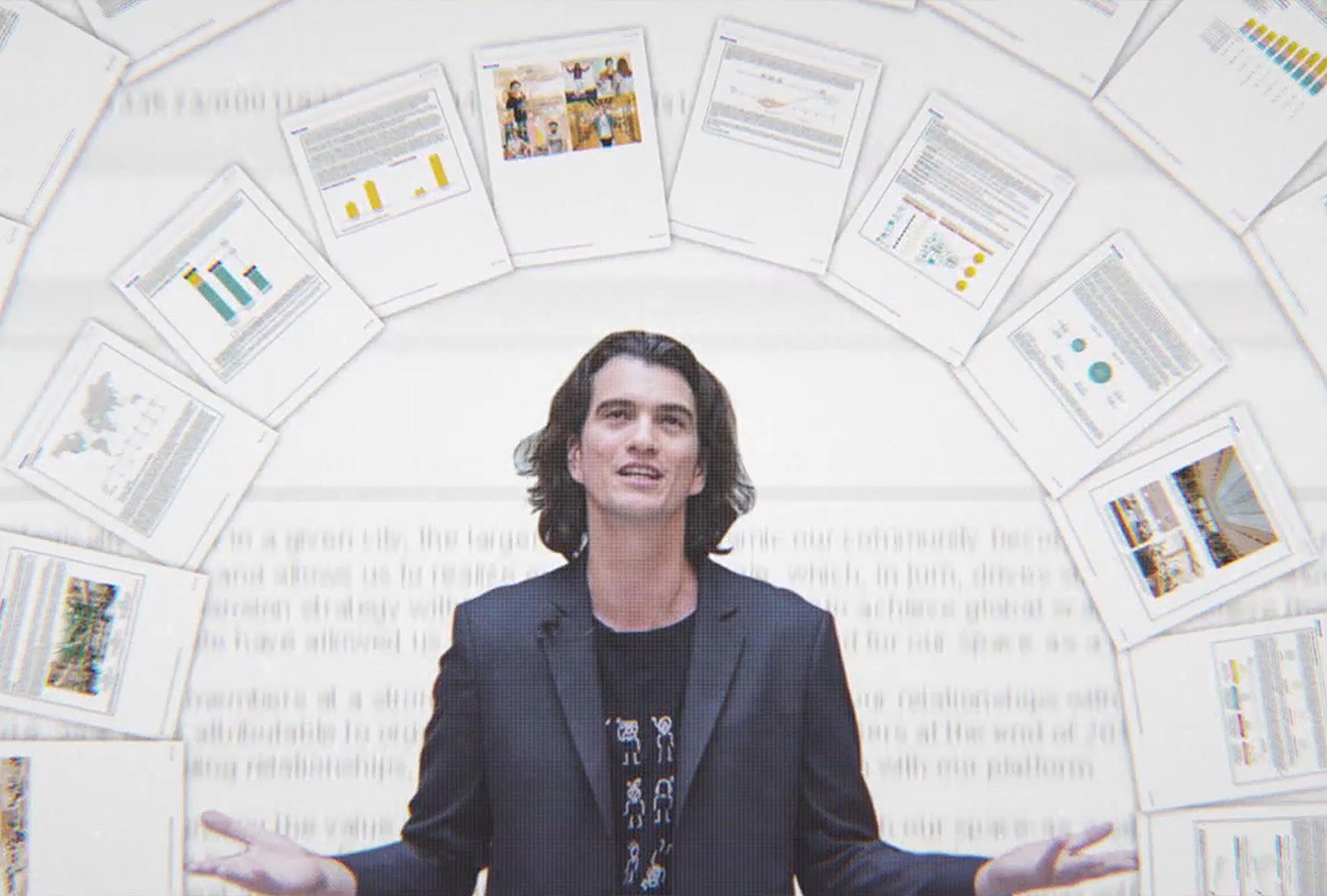 Adam Neumann in "WeWork: Or the Making and Breaking of a $47 Billion Unicorn" (Hulu)
