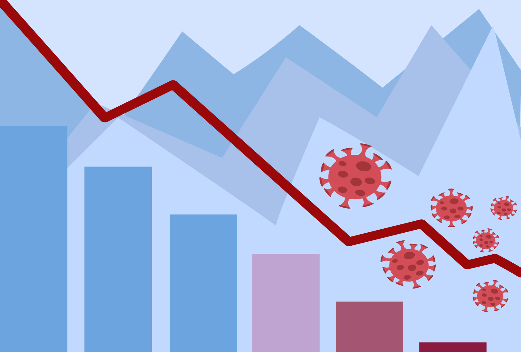 Vector of a graph showing decline in coronavirus cases (Getty Images)