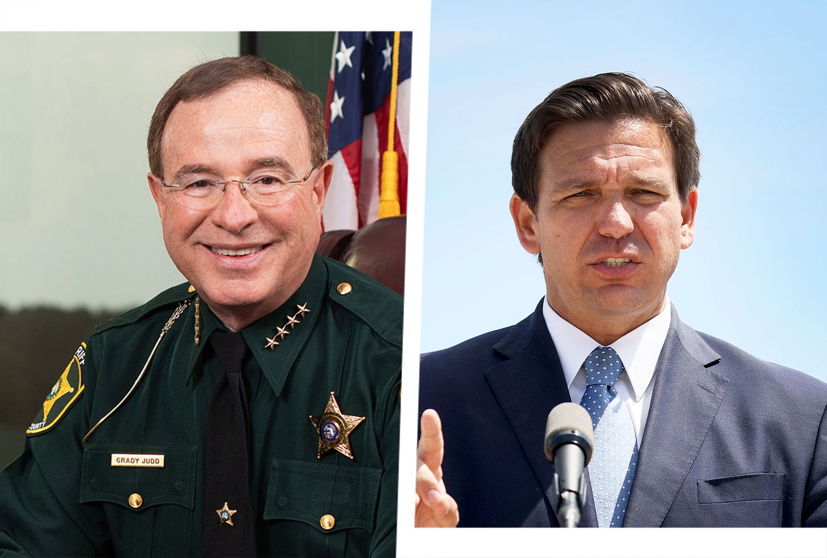 Polk County Sheriff Grady Judd and Florida Gov. Ron DeSantis (Photo illustration by Salon/Getty Images/Florida Sheriffs Association)