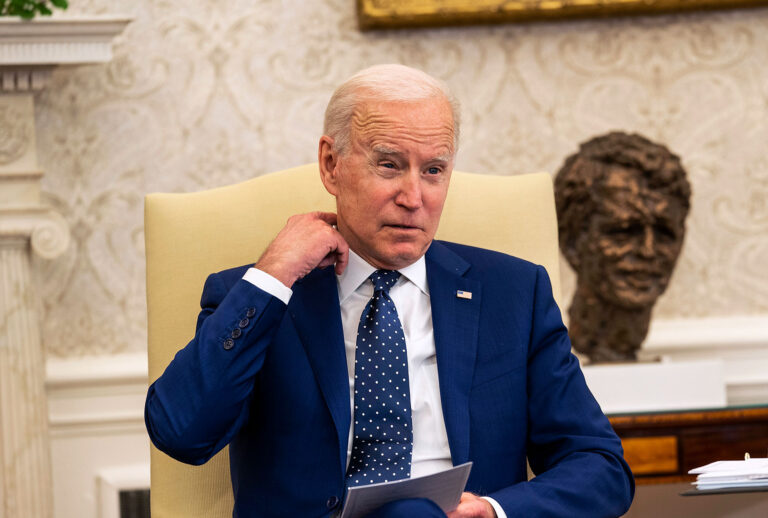 U.S. President Joe Biden meets with members of the Congressional Asian Pacific American Caucus Executive Committee in the Oval Office at the White House on April 15, 2021 in Washington, DC. Biden, Harris and members of the caucus discussed the recent spike in anti-Asian violence, including the shooting deaths of six women of Asian descent in Atlanta last month. (Doug Mills-Pool/Getty Images)
