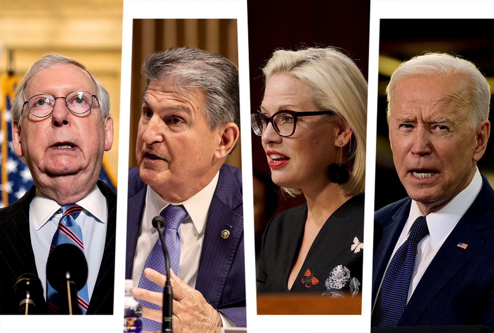 Mitch McConnell, Joe Manchin, Kyrsten Sinema and Joe Biden (Photo illustration by Salon/Getty Images)