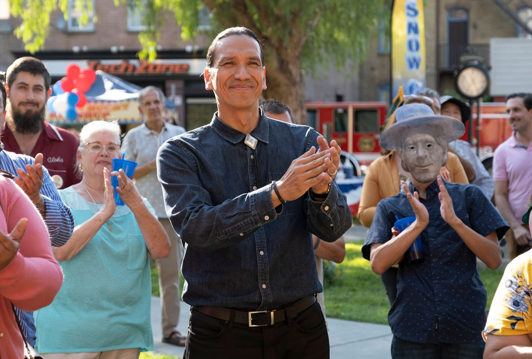 Michael Greyeyes in "Rutherford Falls" (Colleen Hayes/Peacock)
