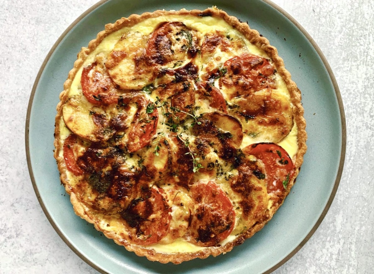 Potato-Tomato Tart with Aged Gouda. (Amy Traverso/Yankee Magazine)