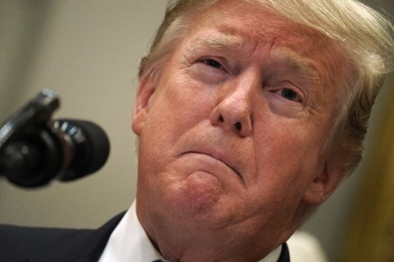 President Donald Trump delivers remarks in support of farmers and ranchers in the Roosevelt Room at the White House May 23, 2019 in Washington, DC. (Photo by Chip Somodevilla/Getty Images)