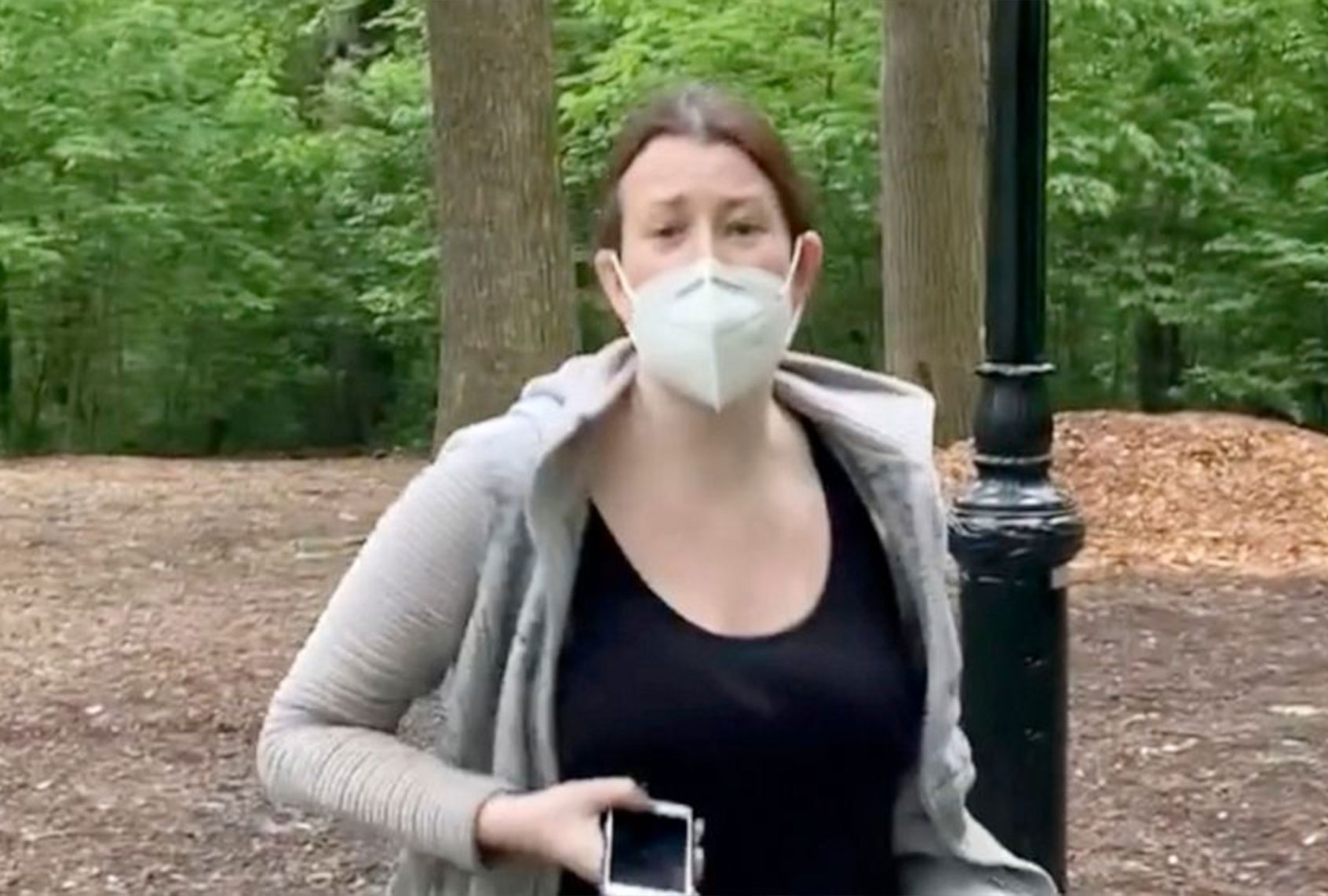 Amy Cooper confront Christian Cooper in Central Park in New York (Twitter/@melodyMcooper)